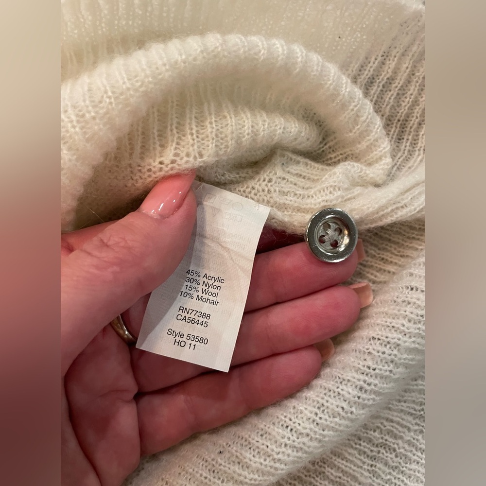 J.Crew Wool and mohair blend Cream Sweater with Button Detail size S - Picture 7 of 7